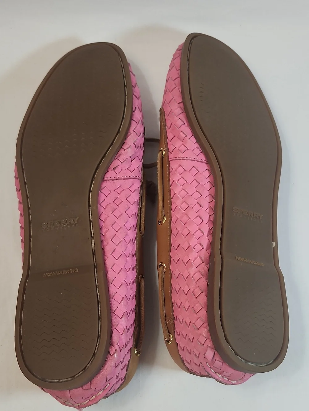Women's Sperry Top-Sider Audrey Woven Boat Shoe  Pink W Leather Trim Size 9.5 - Picture 10 of 10